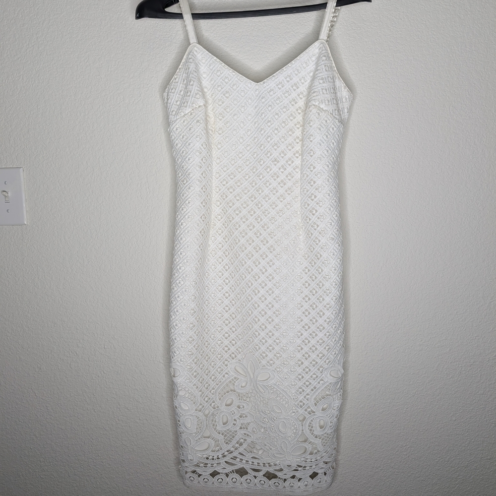 White House Black Market White Lace Midi Dress - Picture 3 of 12